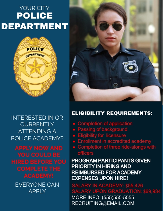Police Recruitment flyer template PosterMyWall Police Recruitment flyer template PosterMyWall