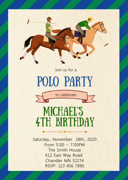 Polo Birthday Party Invitation Template Postermywall