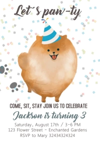 Pomeranian birthday Party Invitation A6 template