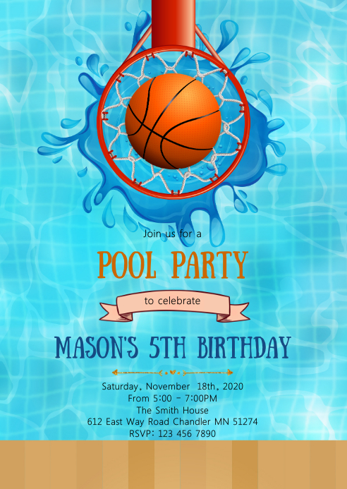 Modele Piscine Invitation D Anniversaire De Basket Ball Postermywall Modele Piscine Invitation D Anniversaire De Basket Ball Postermywall