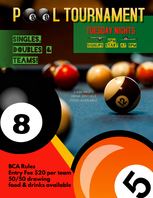 pool billiards league tournament flyer Template PosterMyWall