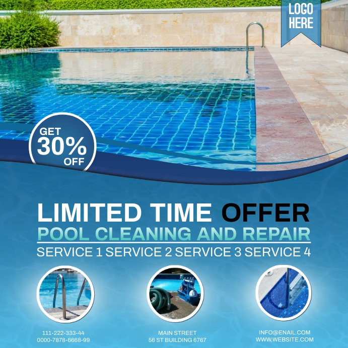 pool cleaning service Template | PosterMyWall
