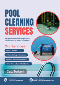 Pool Cleaning Services — Professional Swimming Pool Maintenance Flyer | Editable Template A2