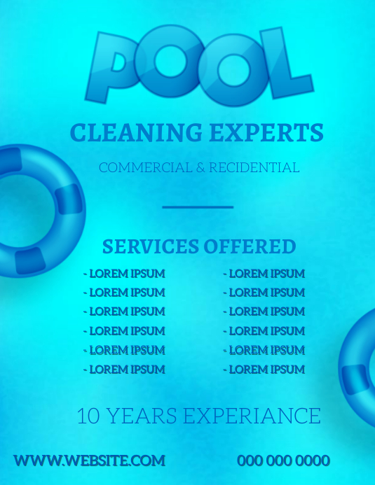 POOL CLEANING SERVICES AD FLYER TEMPLATE Volante (Carta US)