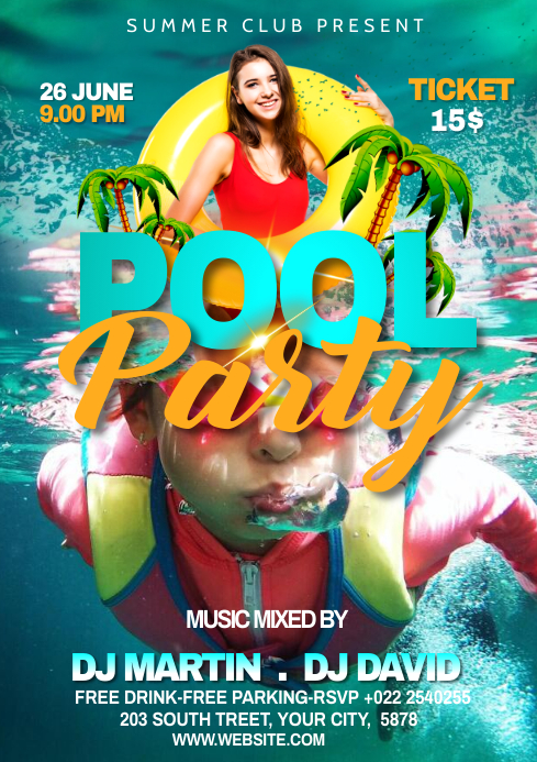 Pool Club Party Template | PosterMyWall