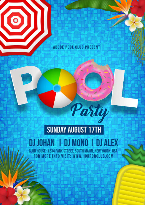 Pool Club Party Template | PosterMyWall