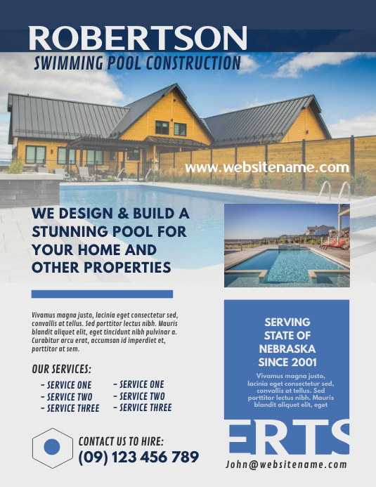 Pool Construction Company Flyer Template Postermywall
