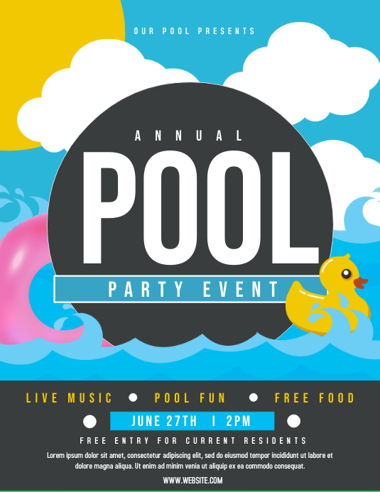 Black Pool Party Event Flyers Template | PosterMyWall