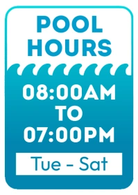 Pool hours sign signage template A4