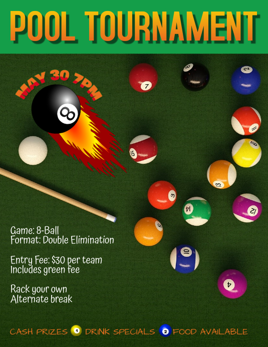 pool league tournament flyer Template | PosterMyWall