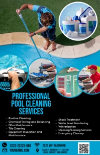 Pool cleaning services flyer Half Page Wide template