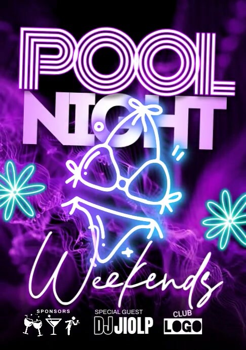 Pool Night Club A4 template
