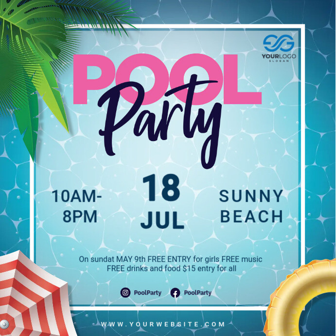 Pool Opening Party Instagram Post Template | PosterMyWall