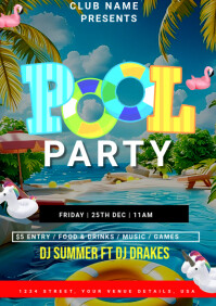 Pool Party  A4 template