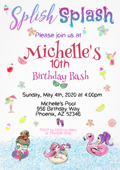 Pool Party Birthday Invitation 01 Template Postermywall Pool Party Birthday Invitation 01 Template Postermywall