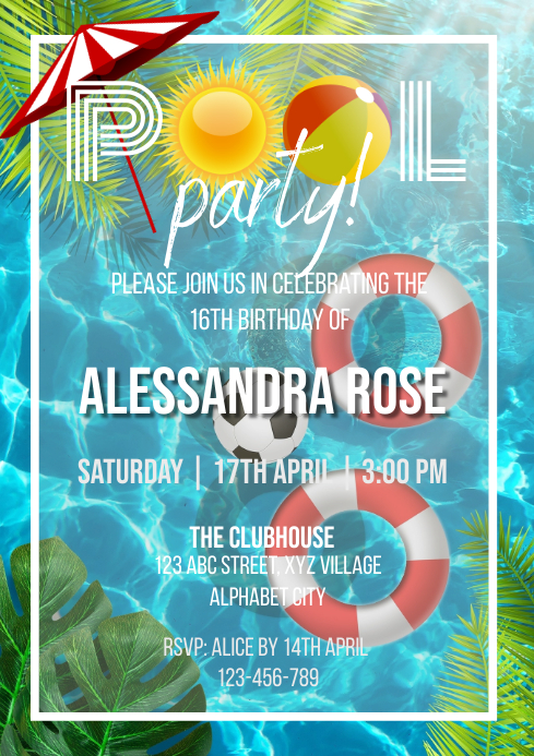 Modele Invitation D Anniversaire A La Piscine Postermywall Modele Invitation D Anniversaire A La Piscine Postermywall