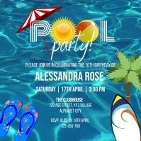 Pool Party Birthday Invitation Square (1:1) template