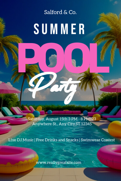 Pool party design Template | PosterMyWall