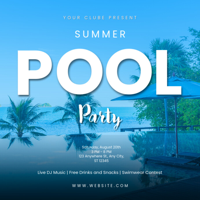 Pool party Instagram Plasing template
