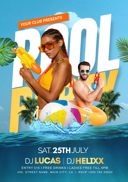 Pool Party Designing pool party Template | PosterMyWall