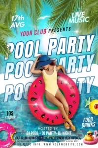 Pool Party Banner 4 x 6 fod template