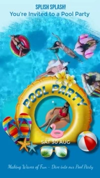 Pool Party Video Story Template – Summer Social Media Promo Pantalla Digital (9:16)