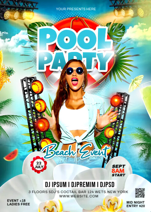 Pool Party Designing POOL PARTY Template | PosterMyWall