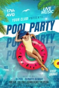 Pool Party Cartel de 4 × 6 pulg. template