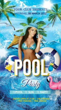 Pool Party Affichage numérique (9:16) template