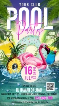 Pool Party งานแสดงผลงานแบบดิจิทัล (9:16) template