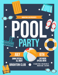 Folleto de fiesta en la piscina