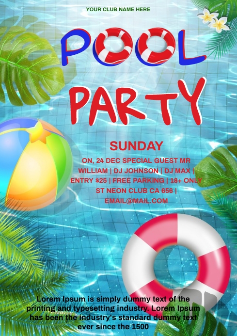 POOL PARTY Template PosterMyWall POOL PARTY Template PosterMyWall