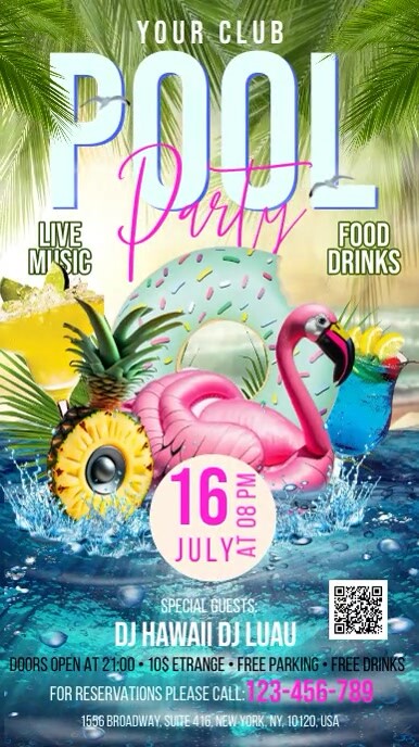 Pool Party Digital Display Template | PosterMyWall