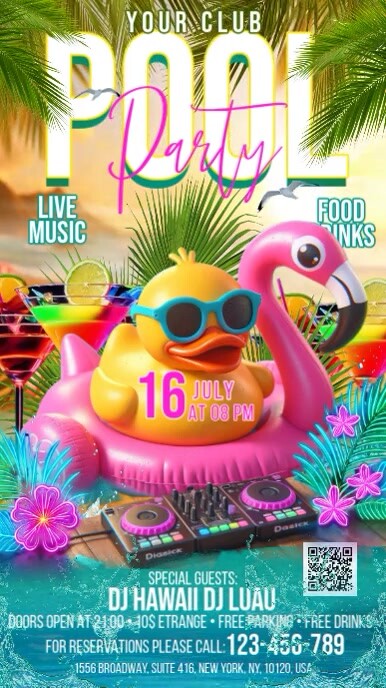 Pool Party Digital Display Template | PosterMyWall