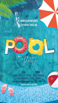Blue Pool Party Digitalt display Template