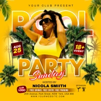 Pool Party Flyer Vierkant (1:1) template