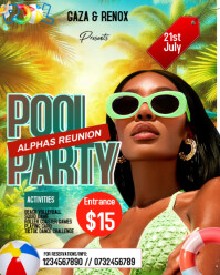 Pool party flyer Instagram Portrait template