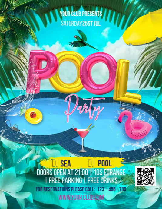 Pool Party Flyer Templates Free