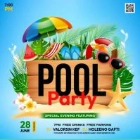 Pool party flyer poster Cuadrado (1:1) template