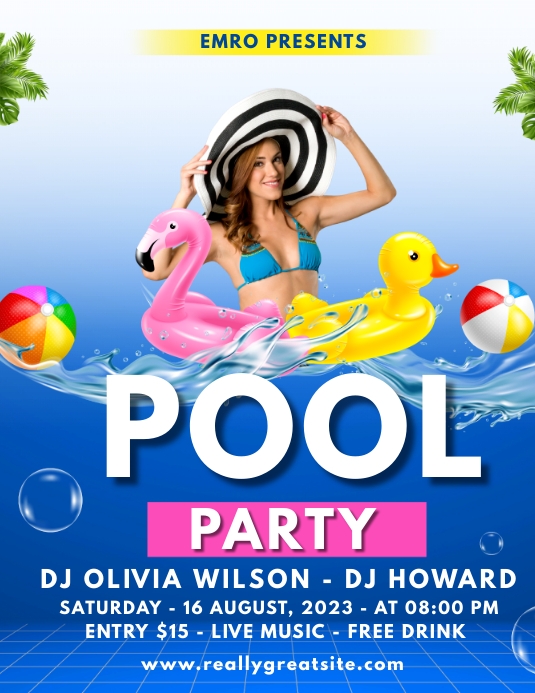 POOL PARTY FLYERS ใบปลิว (US Letter) template