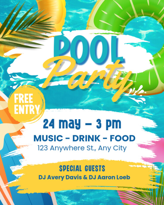 Pool Party Instagram Portrait template