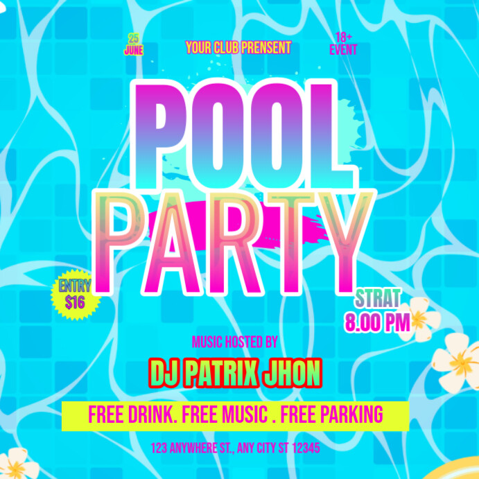 pool party instagram post Template | PosterMyWall