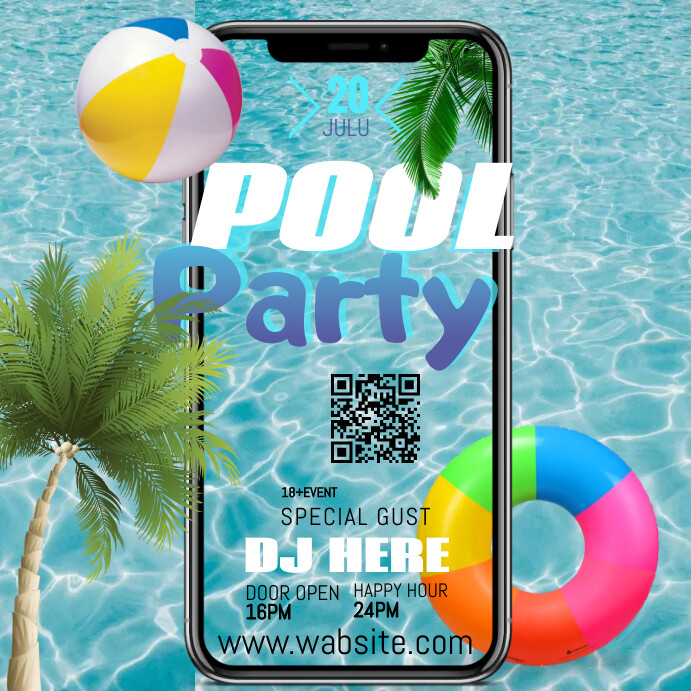 Pool Making Post Offer Plantilla de Pool party instagram post template flyer | PosterMyWall