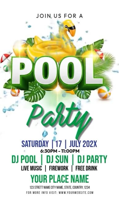 Pool Party Invitation Reel do Instagram template