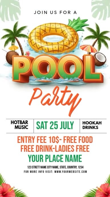 Pool Party Invitation Reel do Instagram template