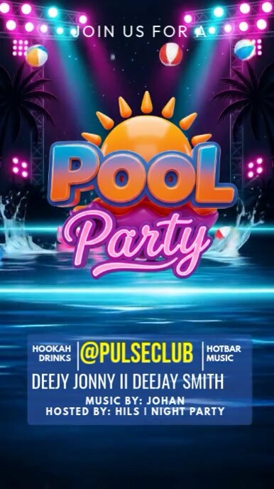 Pool Party Invitation Instagram Reel template
