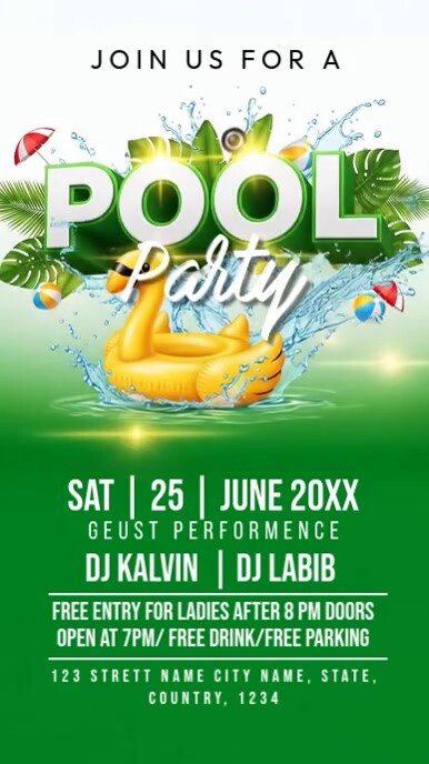 Pool Party Invitation Instagram Reel template
