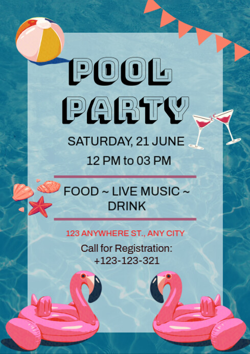 pool Party Invitation Template | PosterMyWall