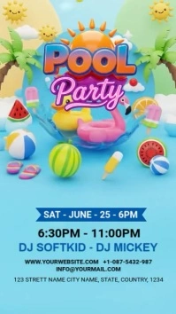 Pool Party Invitation Instagram Reel template