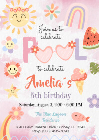 Pool Party Invitation A6 template